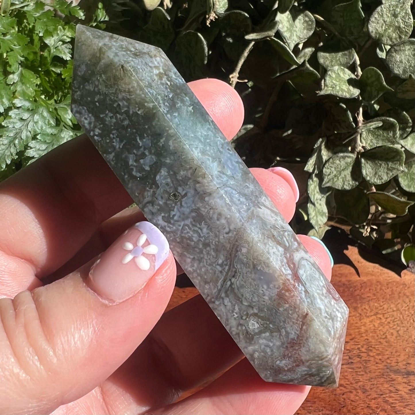 Moss Agate Double Terminated Wand