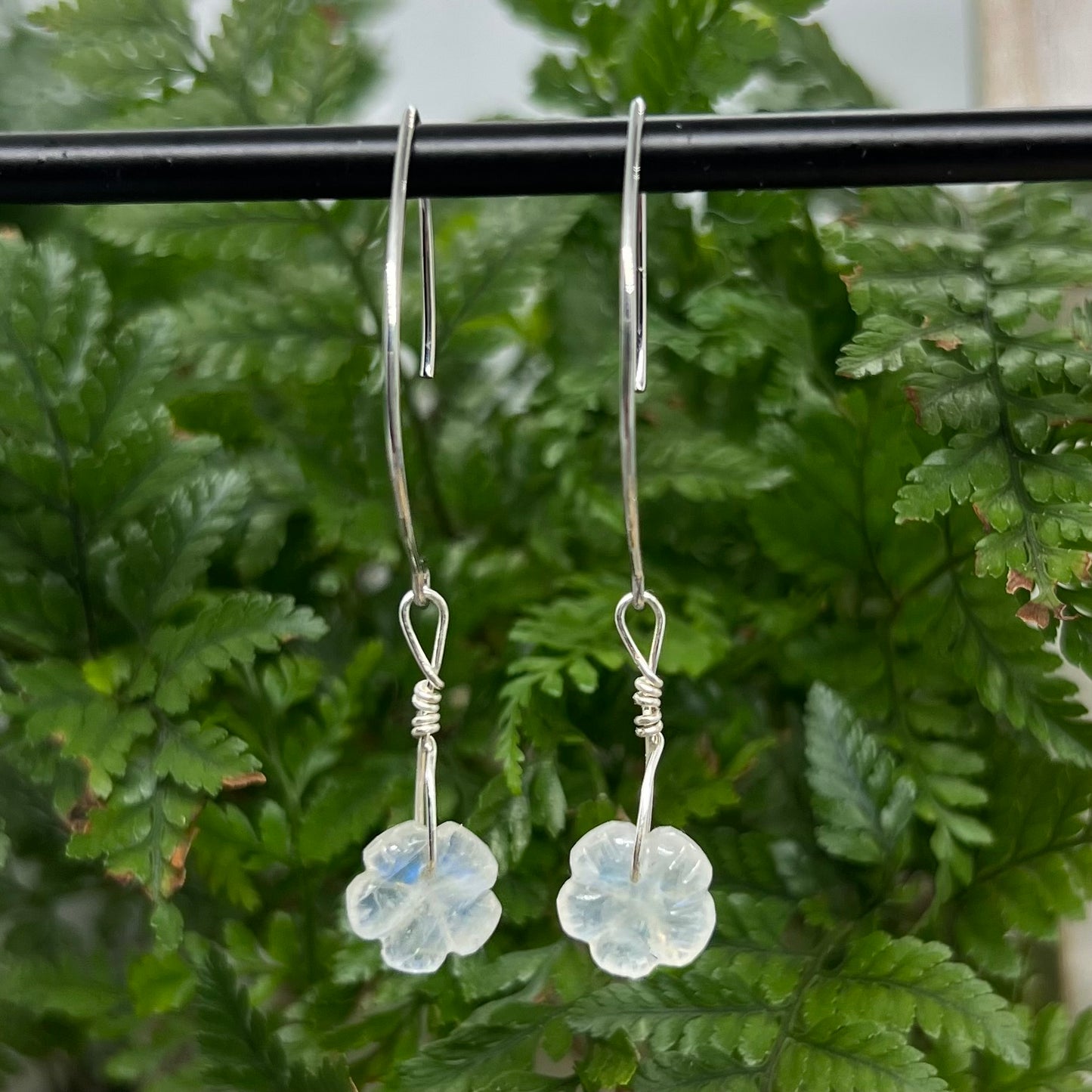 Flashy Moonstone Flower Earrings