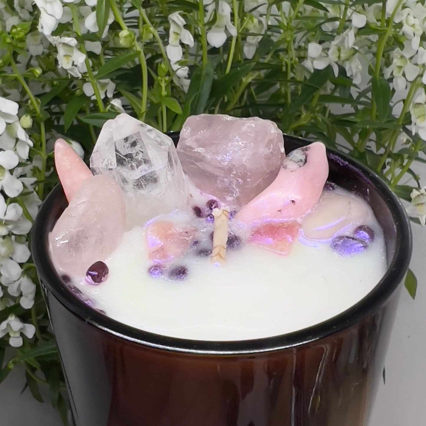 Love & Self Acceptance Crystal Infused Soy Candle | Black Raspberry & Vanilla