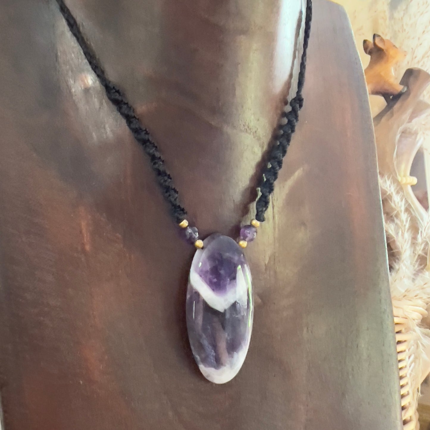 Amethyst Crystal Macrame Necklace
