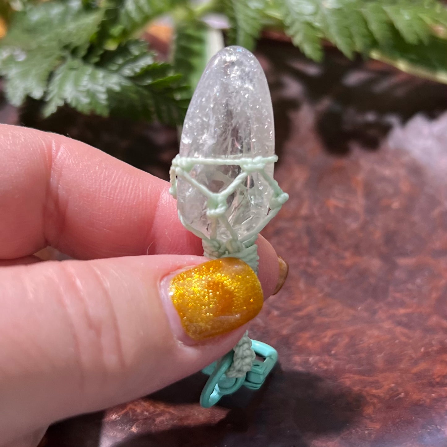 Clear Quartz Crystal Macrame Keyring Charm | Mental Clarity ∙ Amplification ∙ Focus