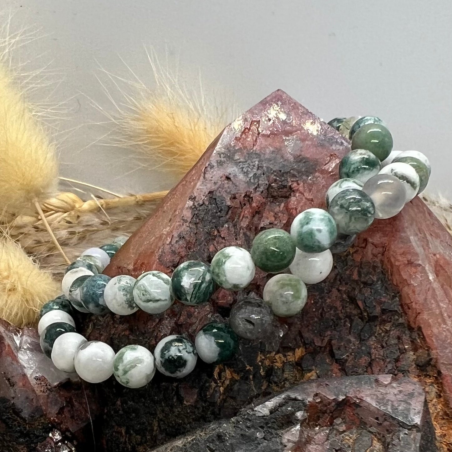 Moss Agate Crystal Bracelet | 6mm beads