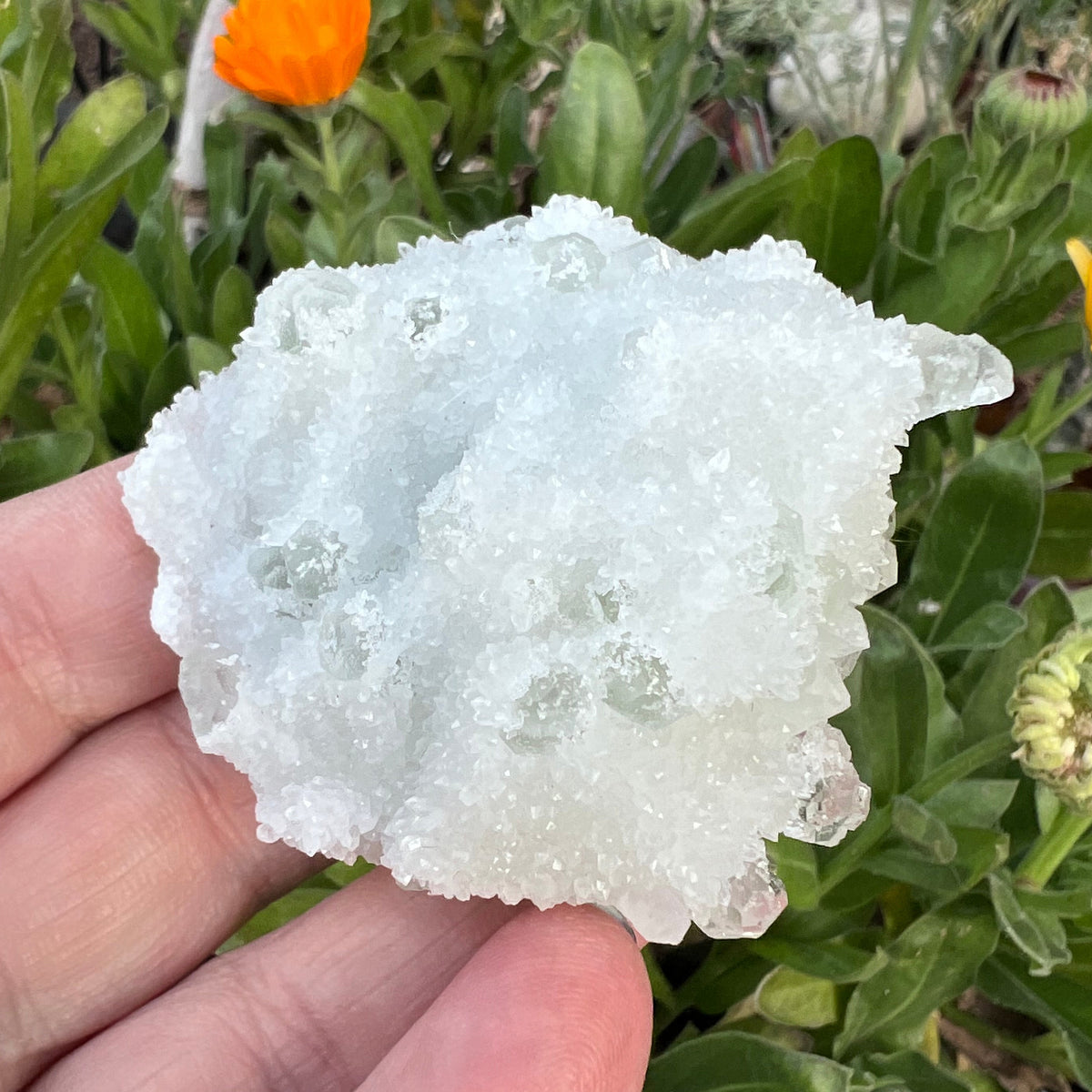 Green Octahedral Fluorite Specimen coated in Clear Quartz Druzy blanket - Fujian, China