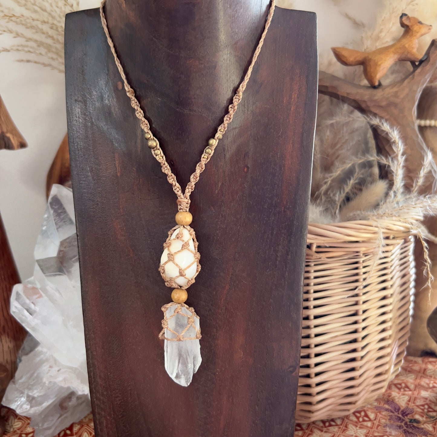 ‘Soul Speak’ Lemurian Root Quartz and White Opal