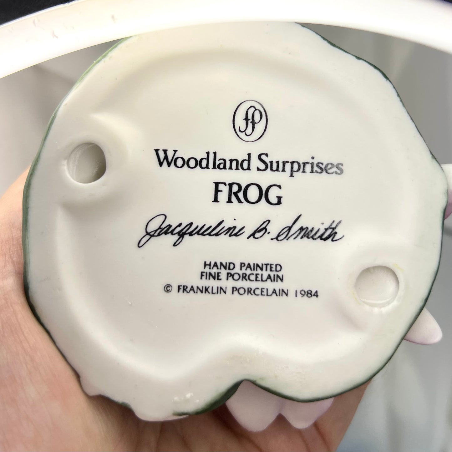 Frog in Lotus | 'Woodland Surprise' - Franklin fine porcelain figurine | 1984