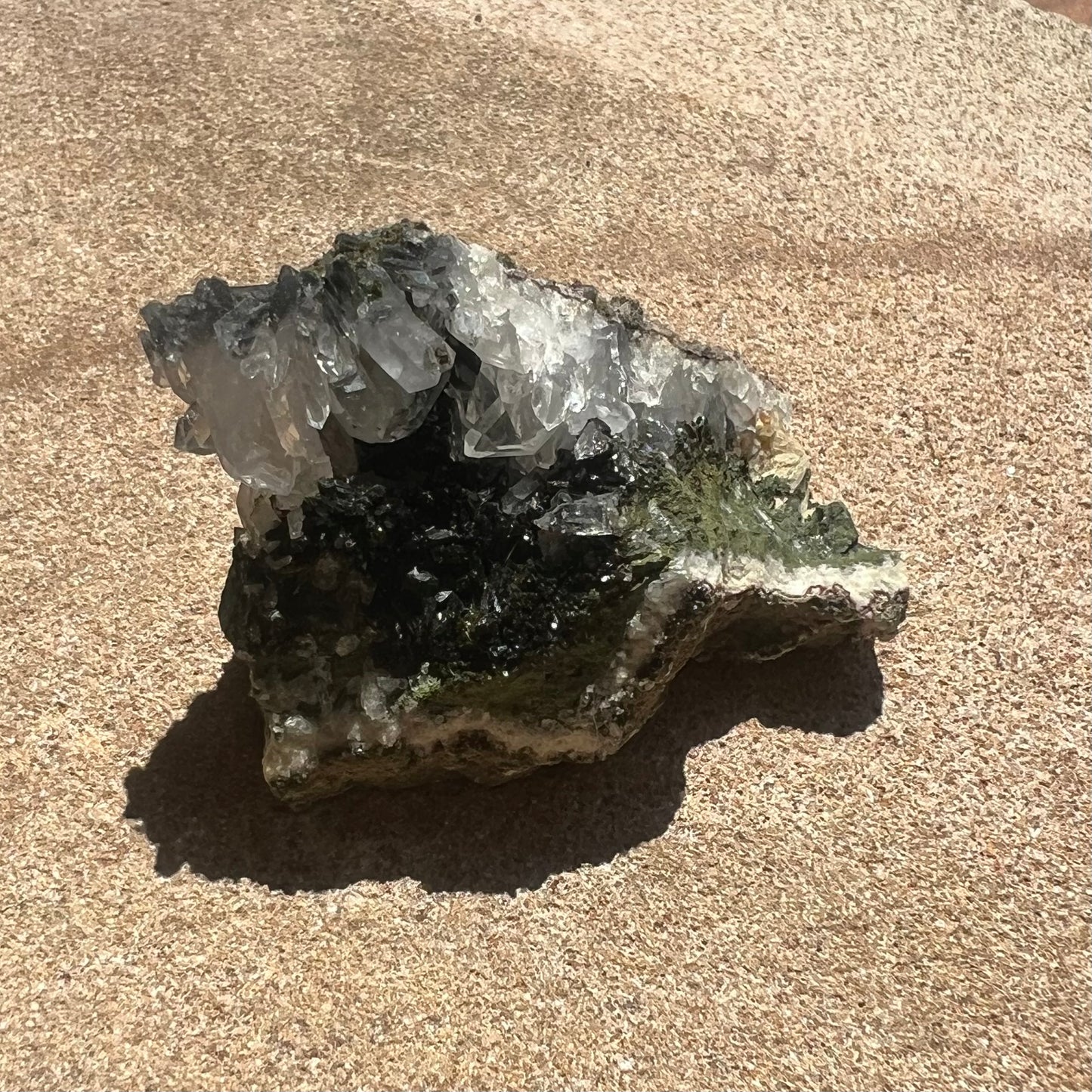 Epidote and Quartz Cluster Crust Specimen