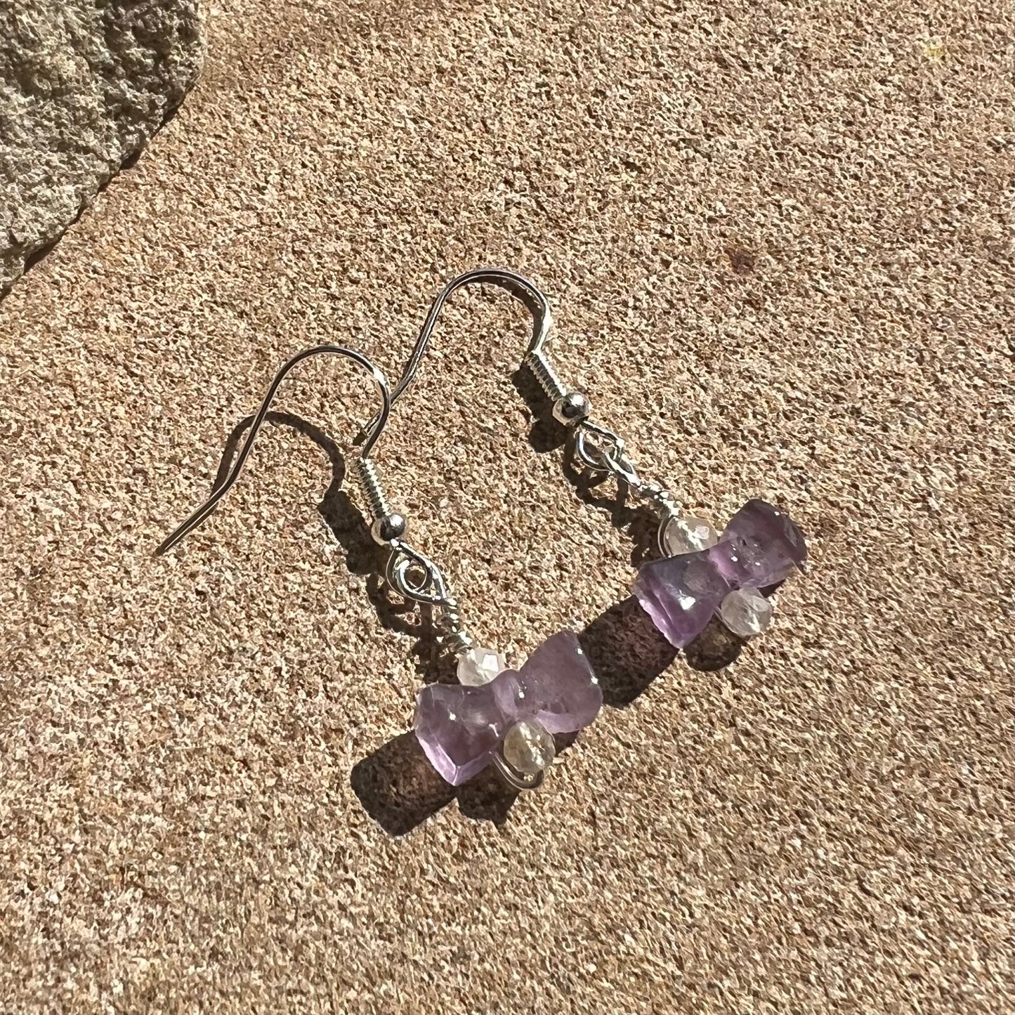 Amethyst Bows with Quartz Earrings