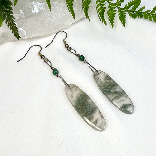 Moss Agate with Aventurine Crystal Earrings: Growth ∙ Healing ∙ Grounding