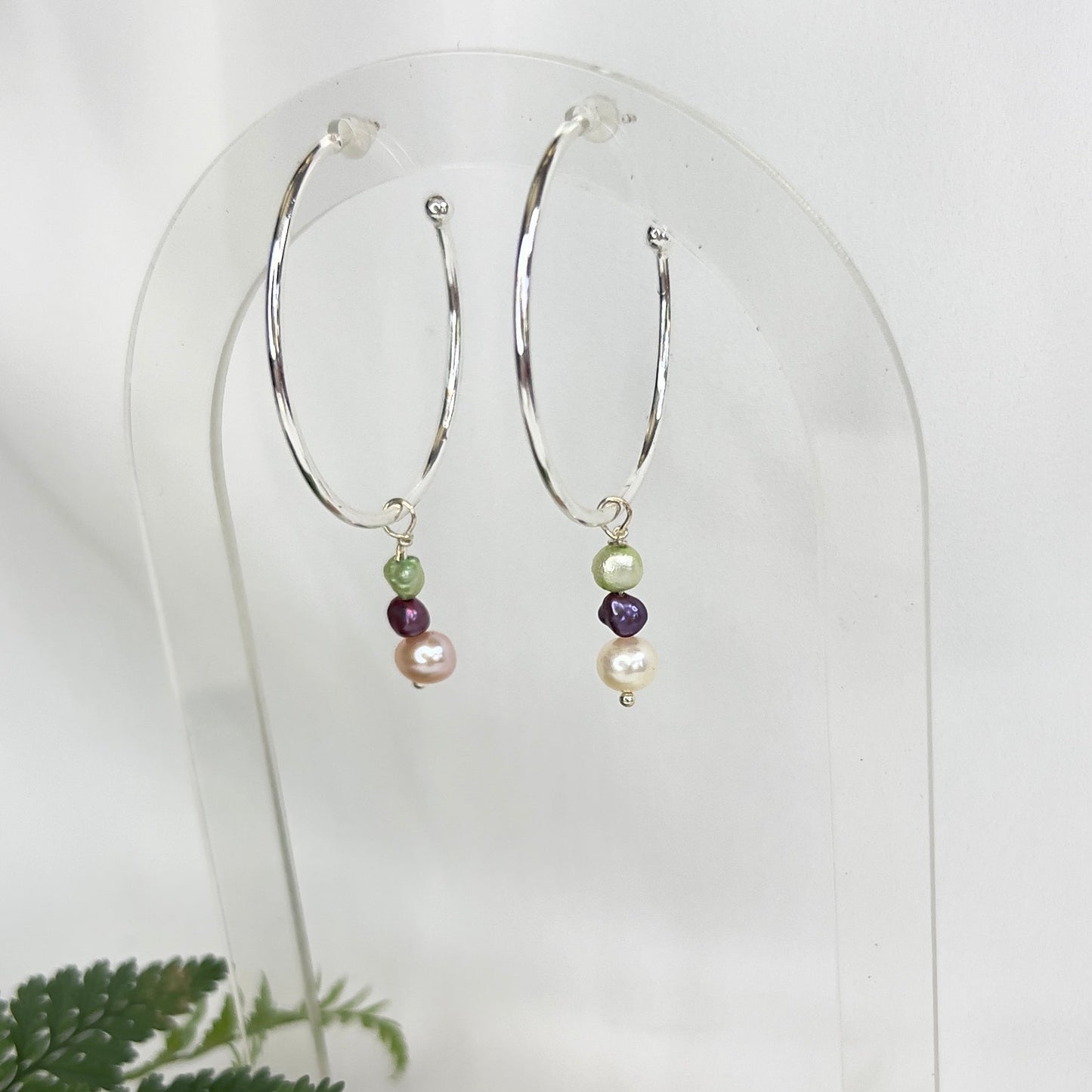 Dyed Vintage Freshwater Pearl Hoop Earrings