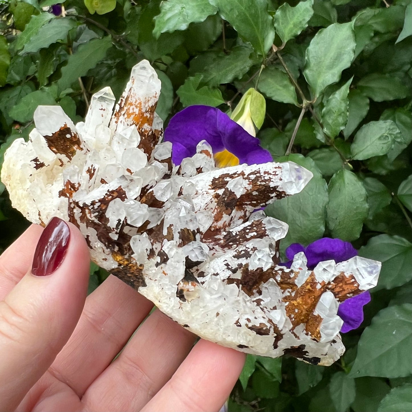 Candle Quartz Cluster with Iron Ore inclusions - Madagascar