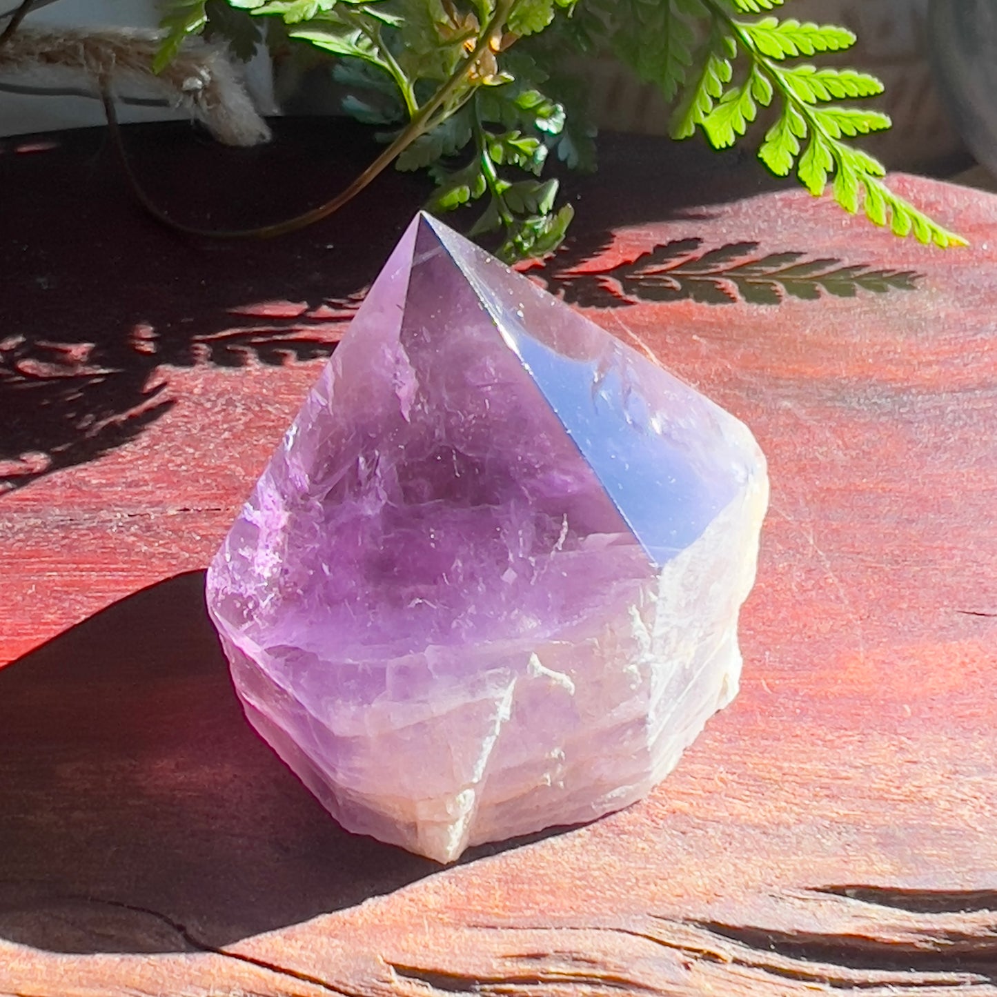 Amethyst Point: Polished faces | Raw sides | Flat base (2)