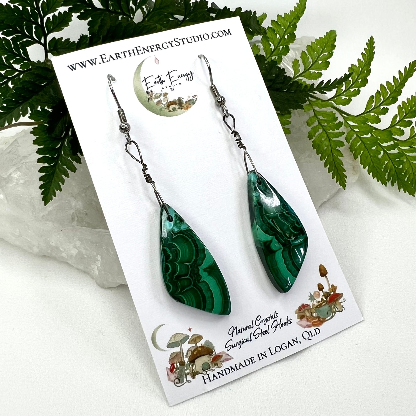 Chrysocolla in Malachite Crystal Earrings: Emotional Healing ∙ Growth ∙ Transformation