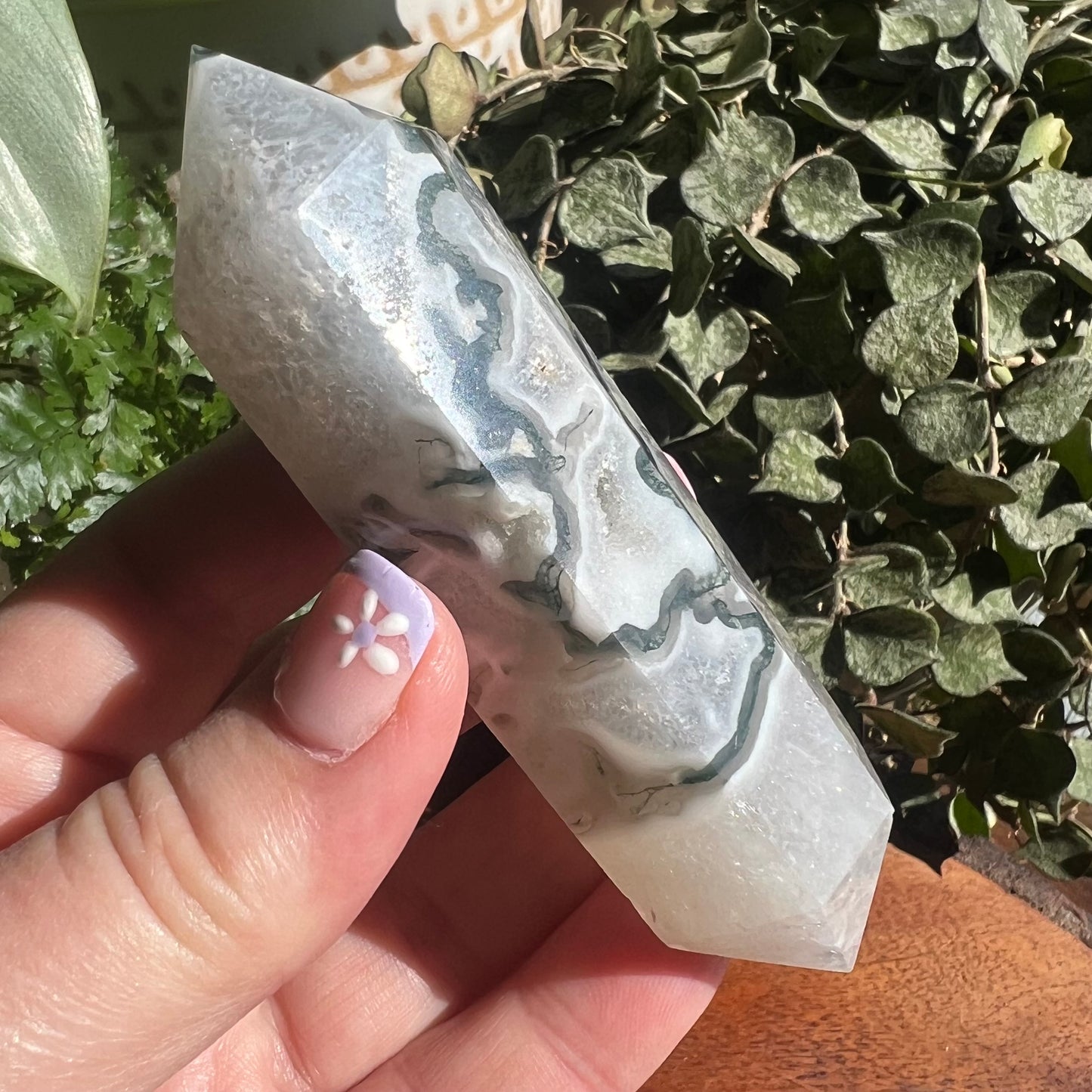 Moss Agate Double Terminated Wand