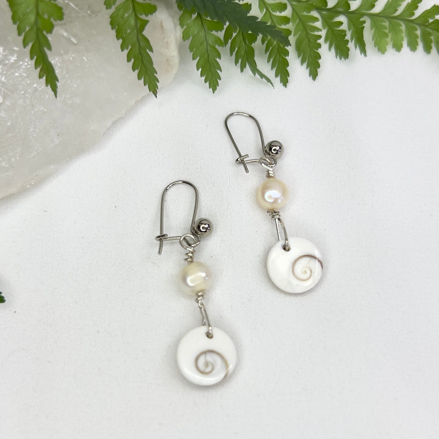 Shiva Eye & Fresh Water Pearl Earrings: Spiritual ∙ Transformation ∙ Nurturing