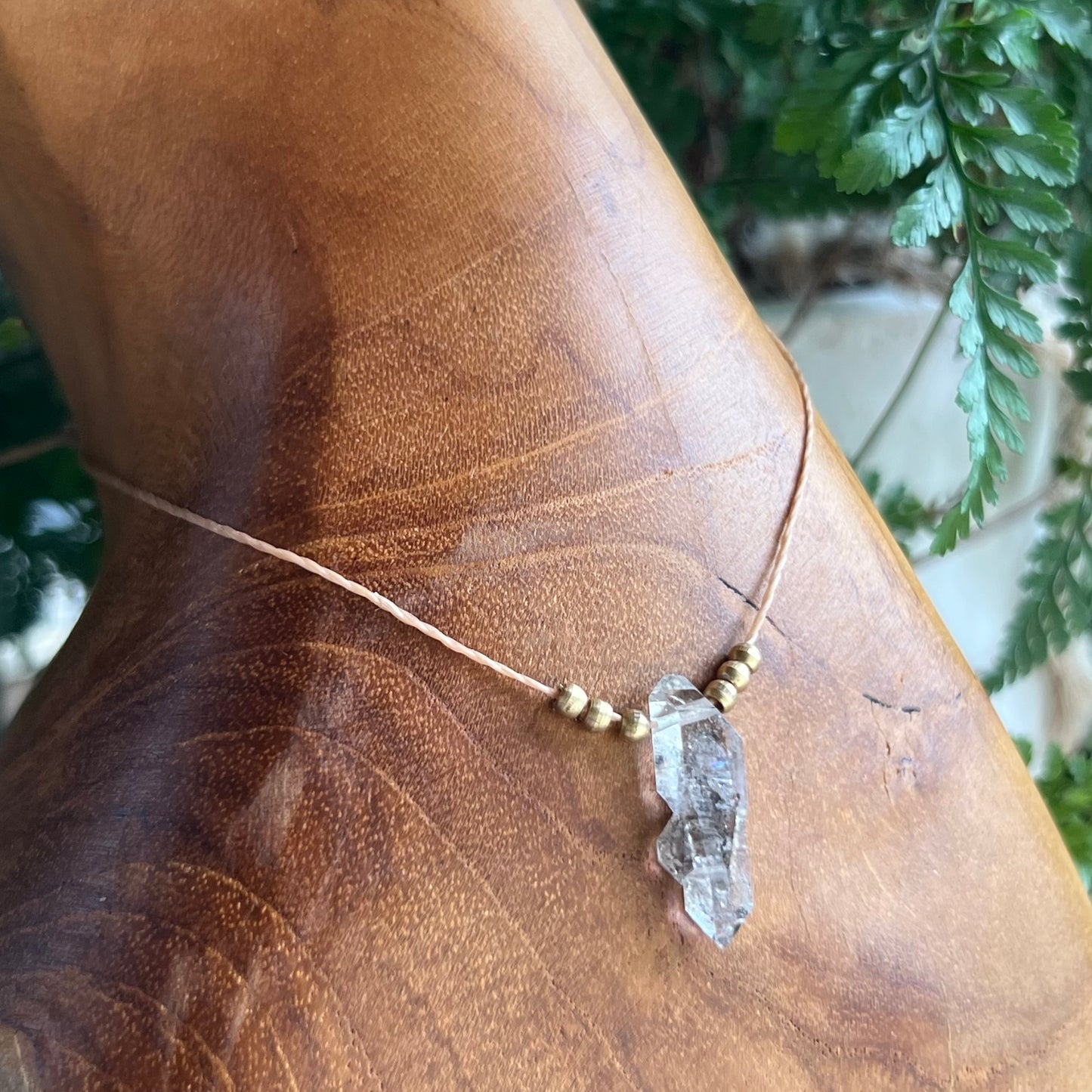 Herkimer Quartz & Brass Petite Layer Crystal Necklace