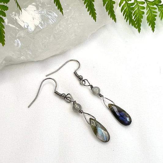 Flashy Labradorite Crystal Earrings: Transformation ∙ Inner Strength ∙ Protection