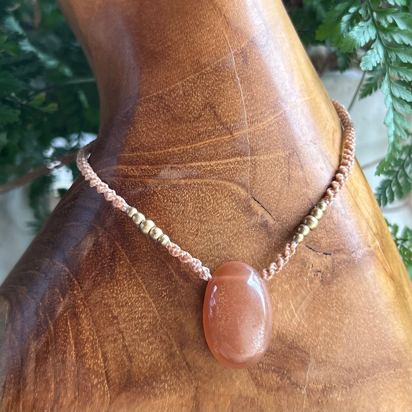 Sunstone & Brass Petite braided Crystal Necklace