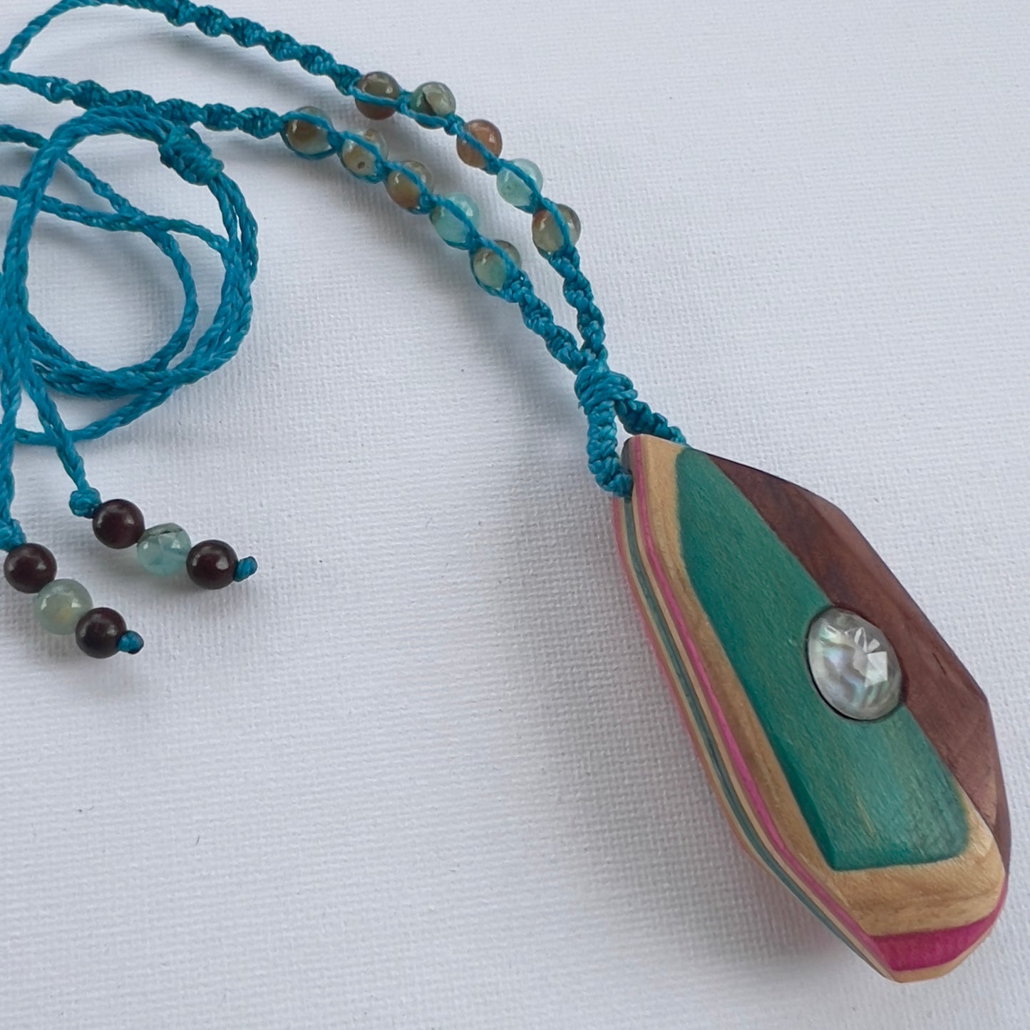 Sk8 Rock Gemstone Necklace with Paua (Abalone) Quartz Doublet