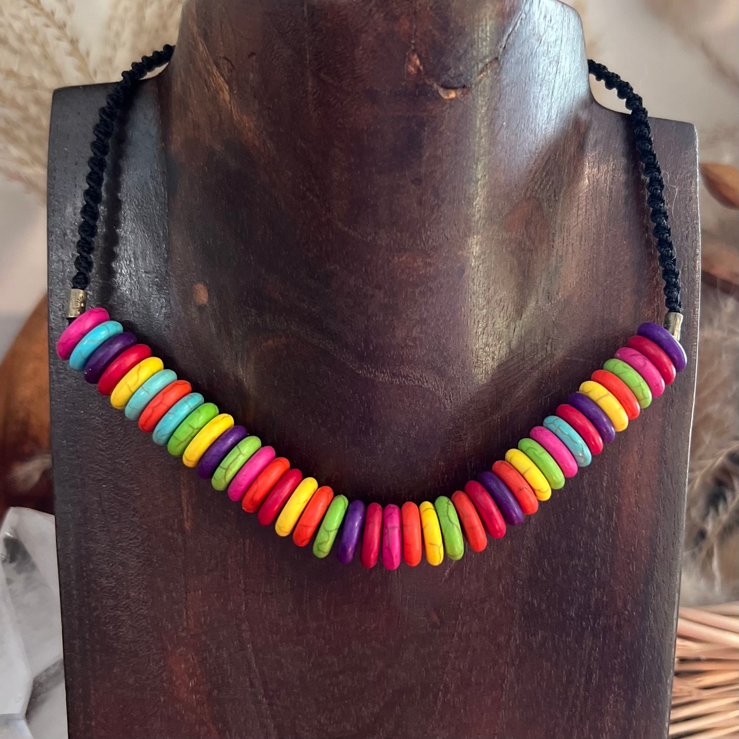 ‘Rainbow Connection’ Magnesite Macrame Necklace
