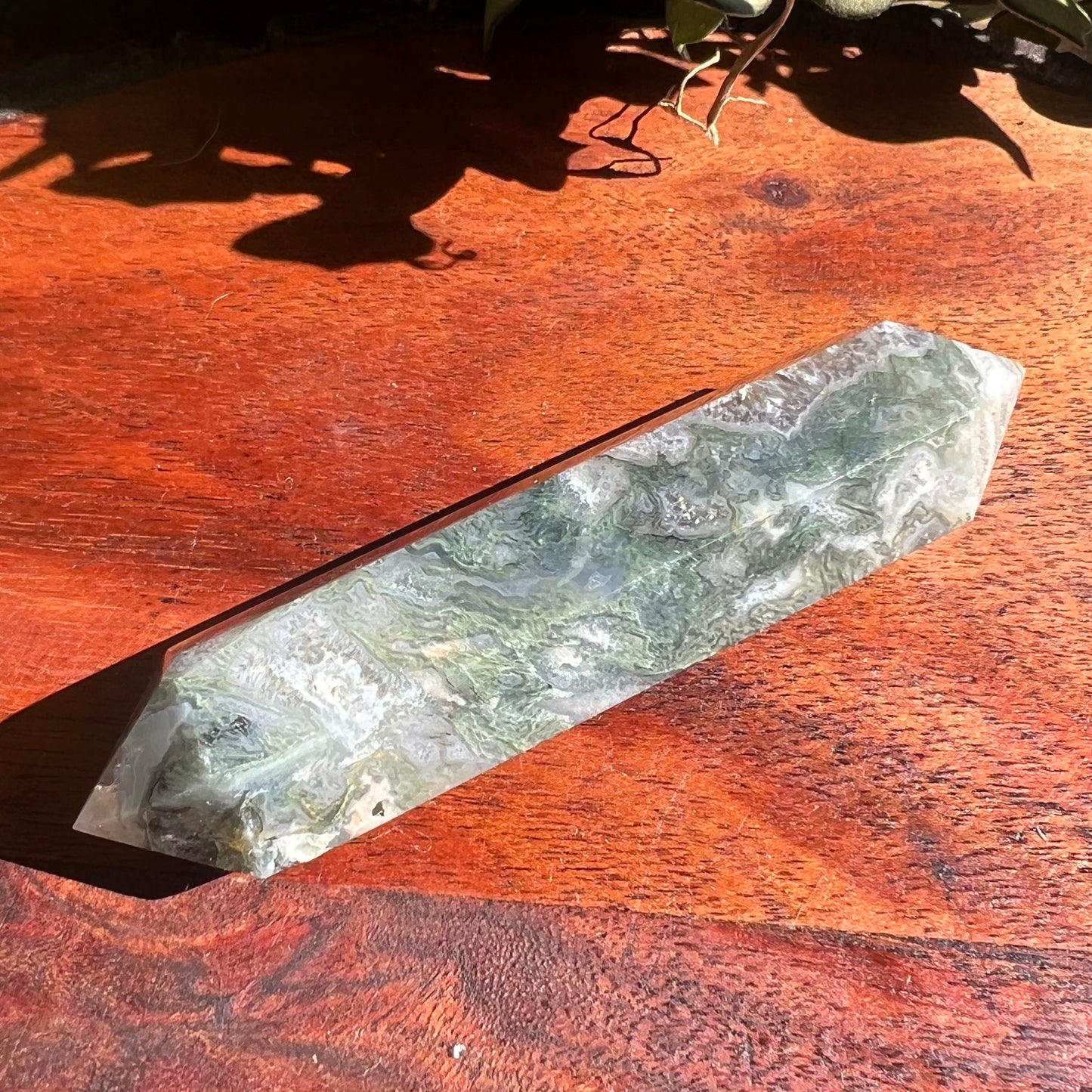 Moss Agate Double Terminated Wand