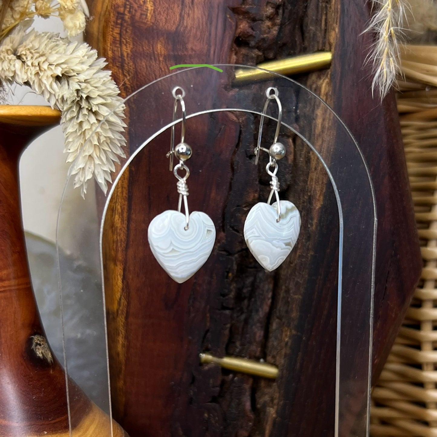 Crazy Lace Agate Heart Crystal Earrings: Playful ∙ Inner Strength ∙ Optimism