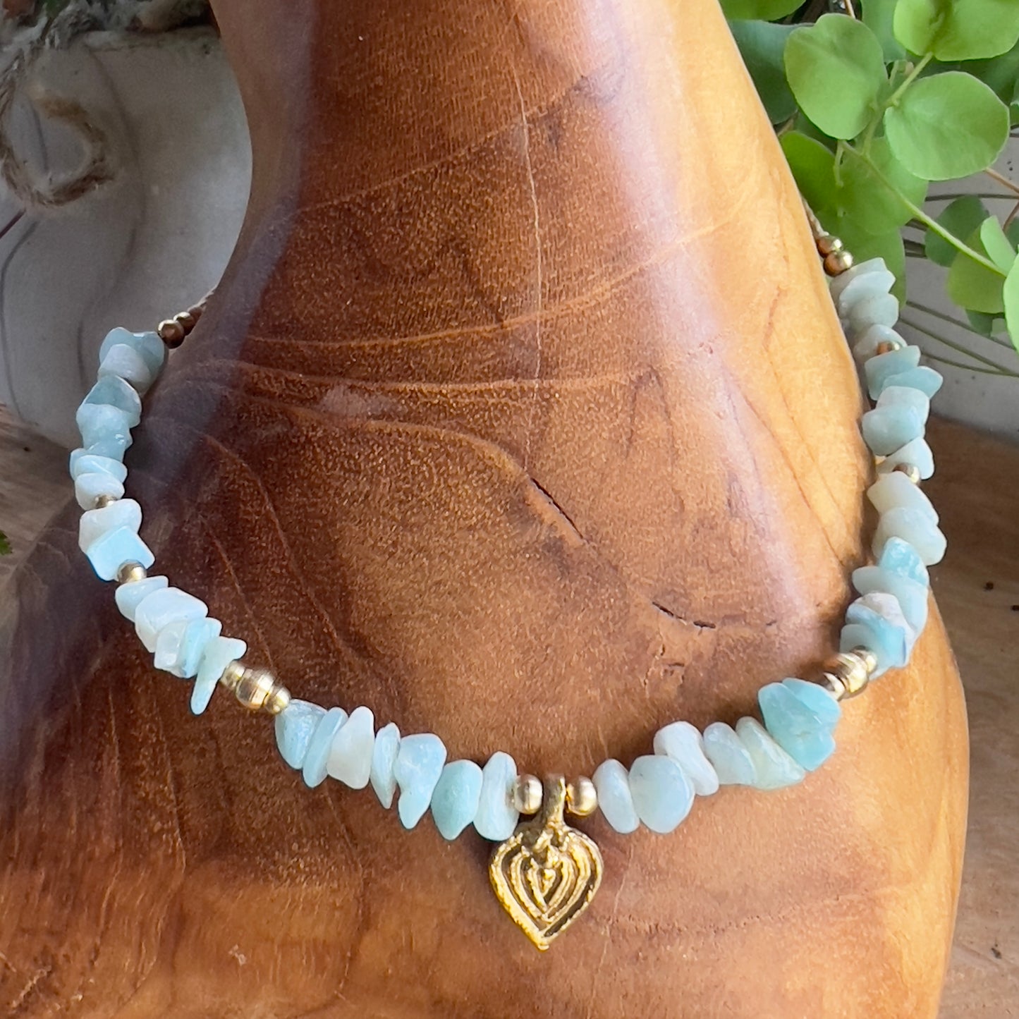 Amazonite & Brass Crystal Layer Necklace