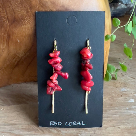 Red Coral Crystal Bobby Pin | Hair Clip