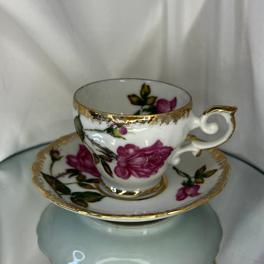 Vintage Demitasse Teacup & Saucer | Rose teacup | Delicate porcelain - Japan | A small Teapcup set perfect for little hands!