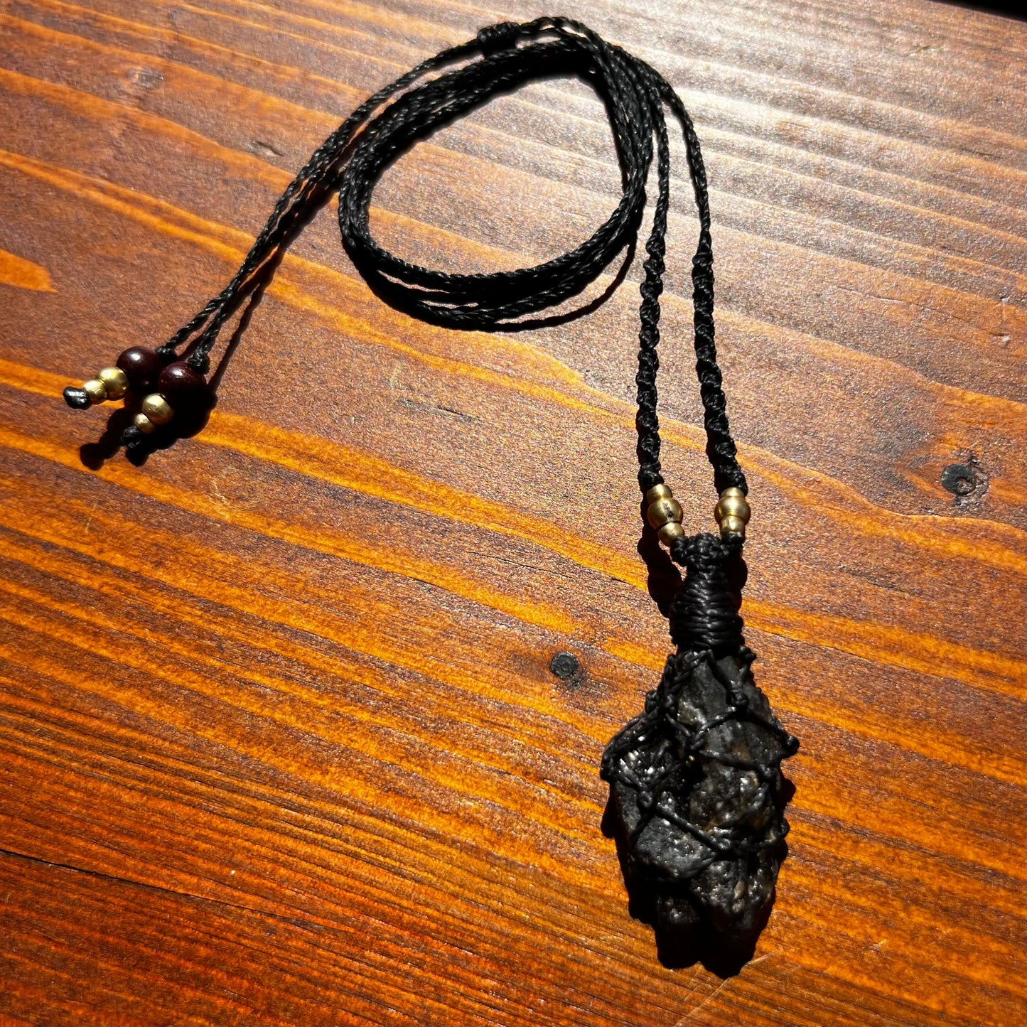 Darwinite Tektite Crystal Macrame Necklace (ii)