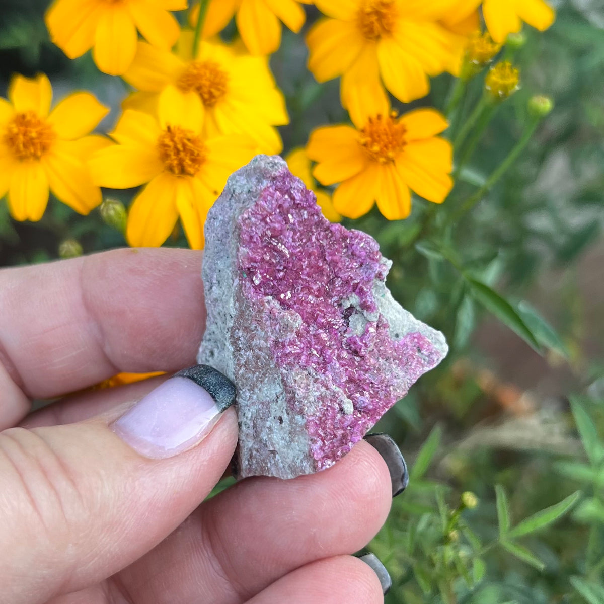 Small, sparkly rough Pink Cobalto Calcite mineral specimen.