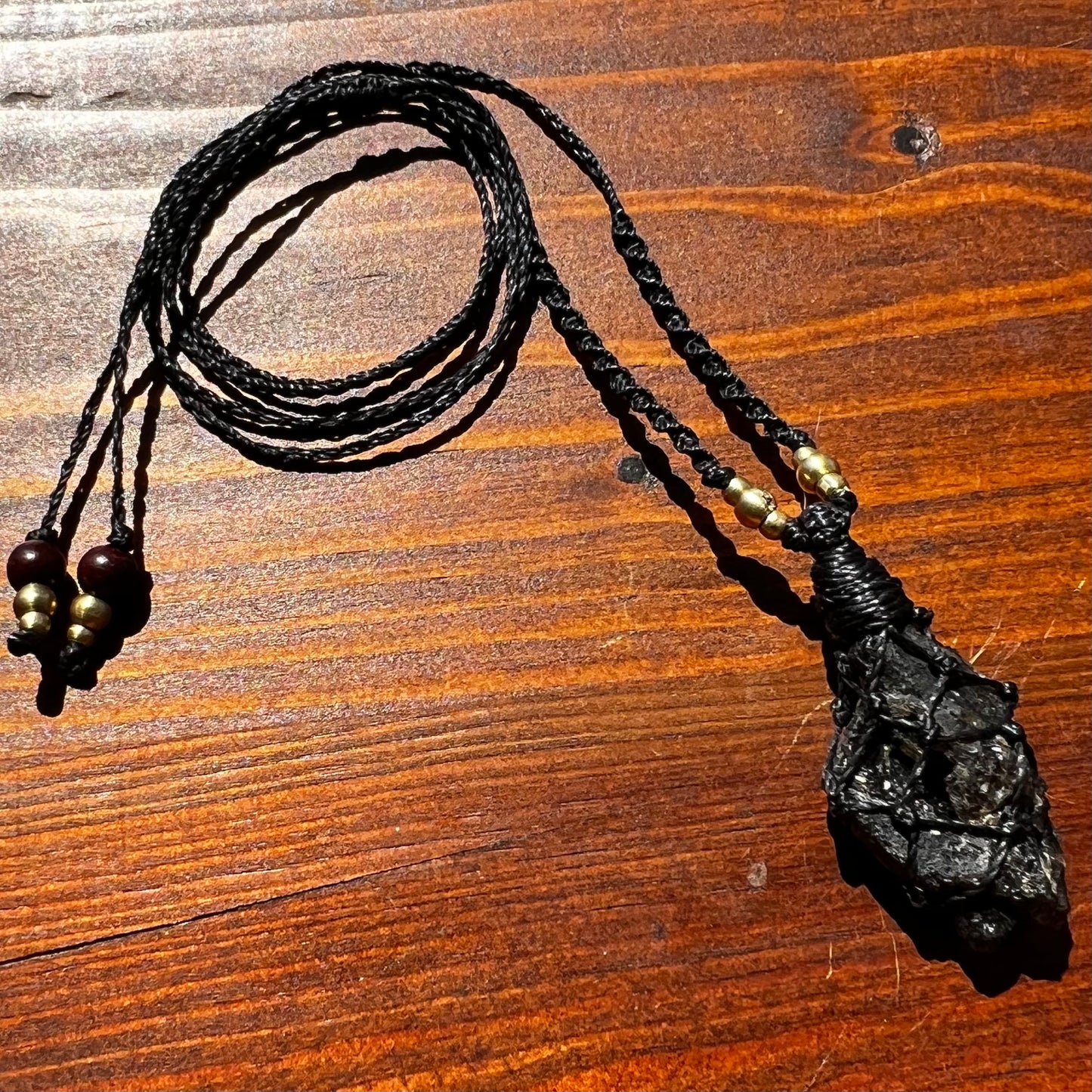 Darwinite Tektite Crystal Macrame Necklace (ii)