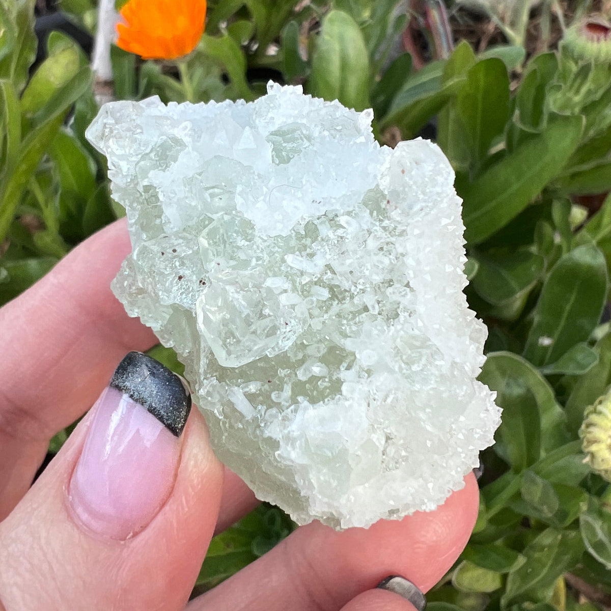 Green Octahedral Fluorite Specimen coated in Clear Quartz Druzy blanket - Fujian, China