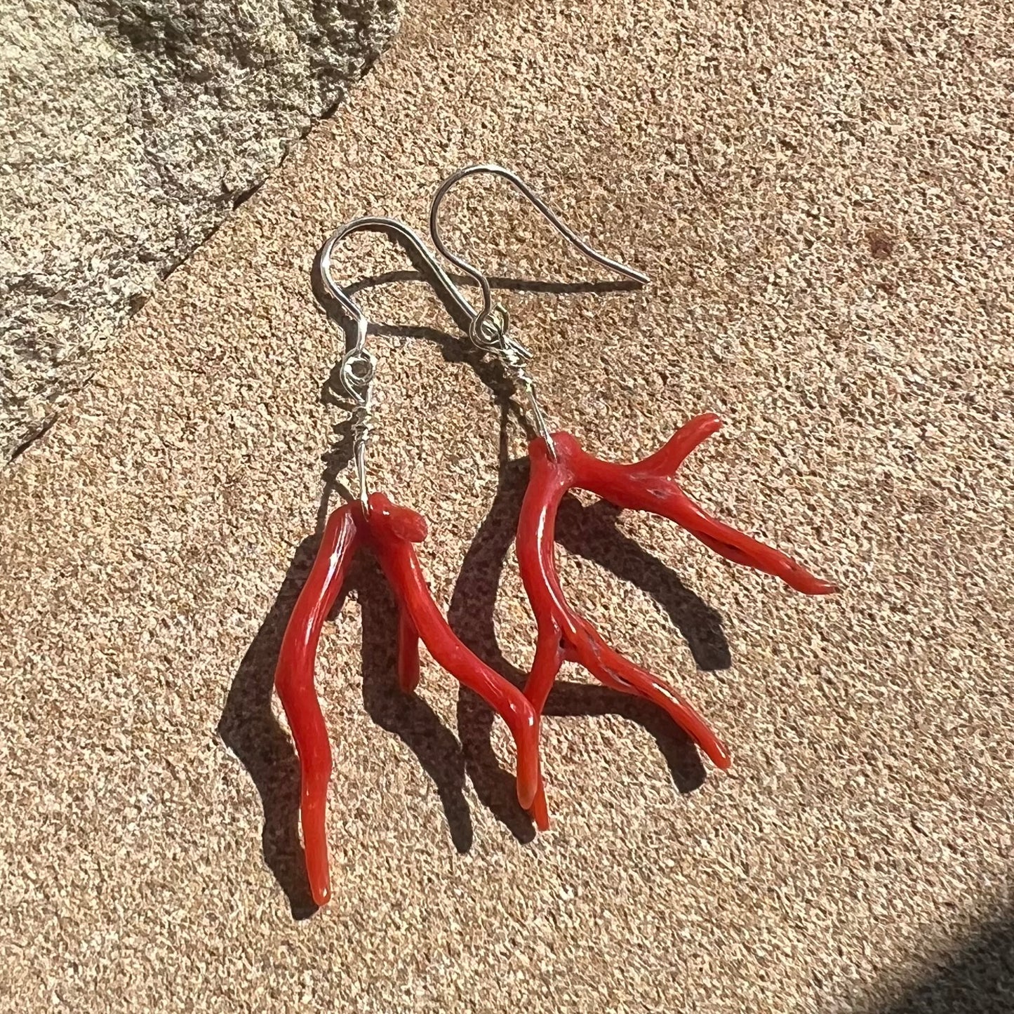 Red Coral (Italy) Sterling Silver Earrings