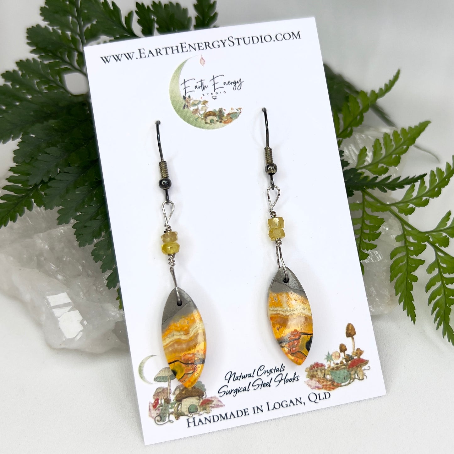 Bumblebee Jasper Crystal Earrings: Courage ∙ Creativity ∙ Zest for Life