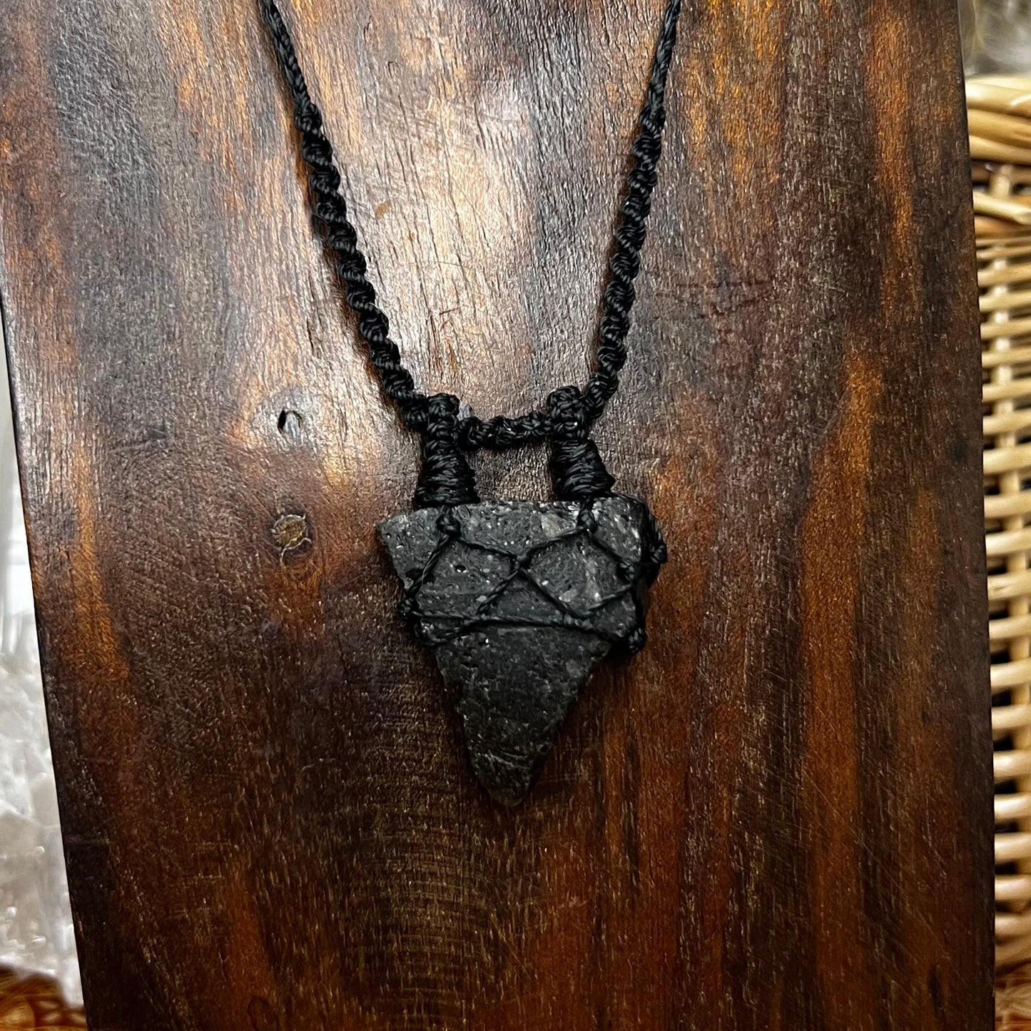 Darwinite Tektite Crystal Macrame Talisman (iv)