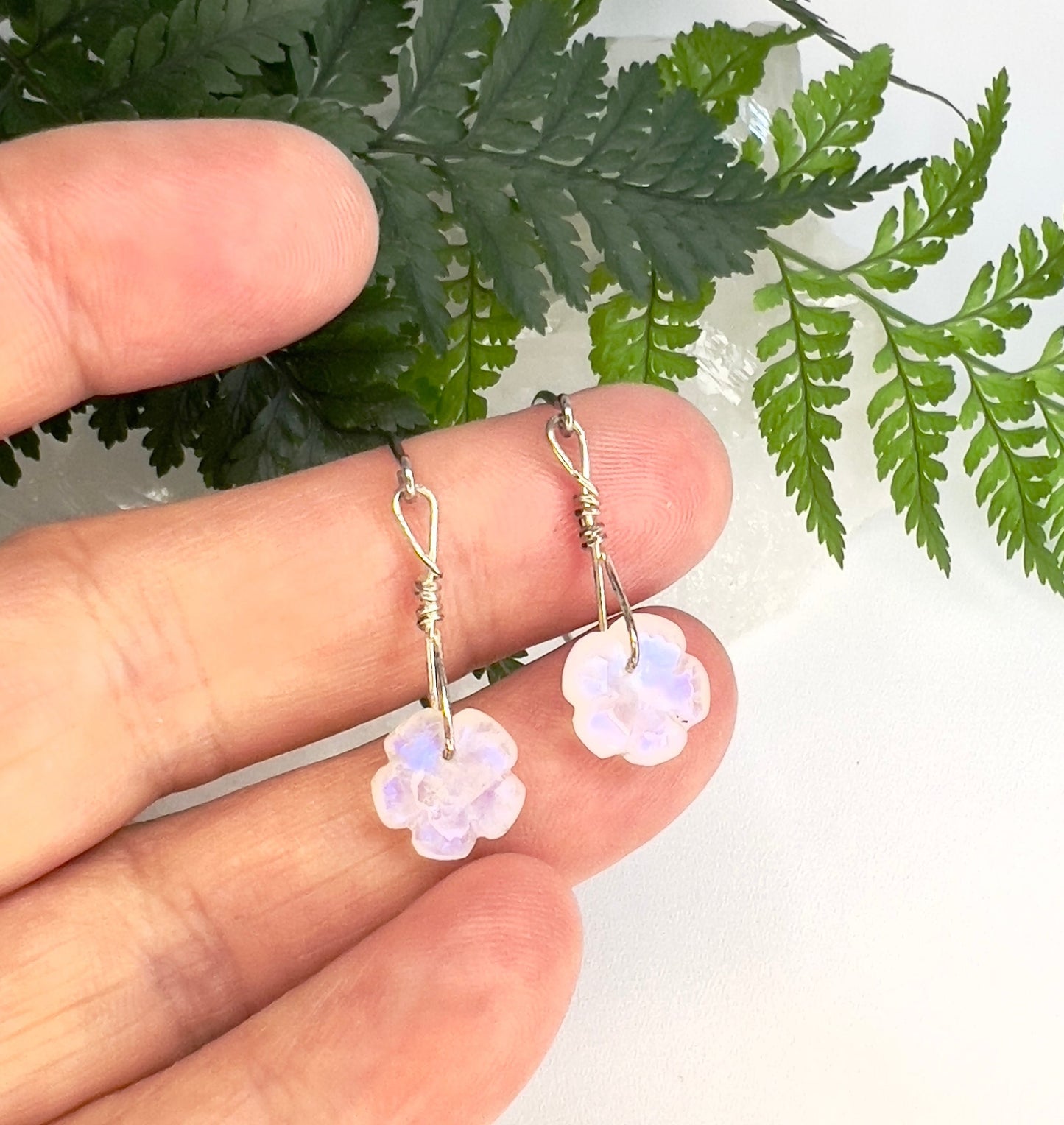Flashy Moonstone Flower Earrings: New Beginnings ∙ Spiritual Insight ∙ Feminine Energy
