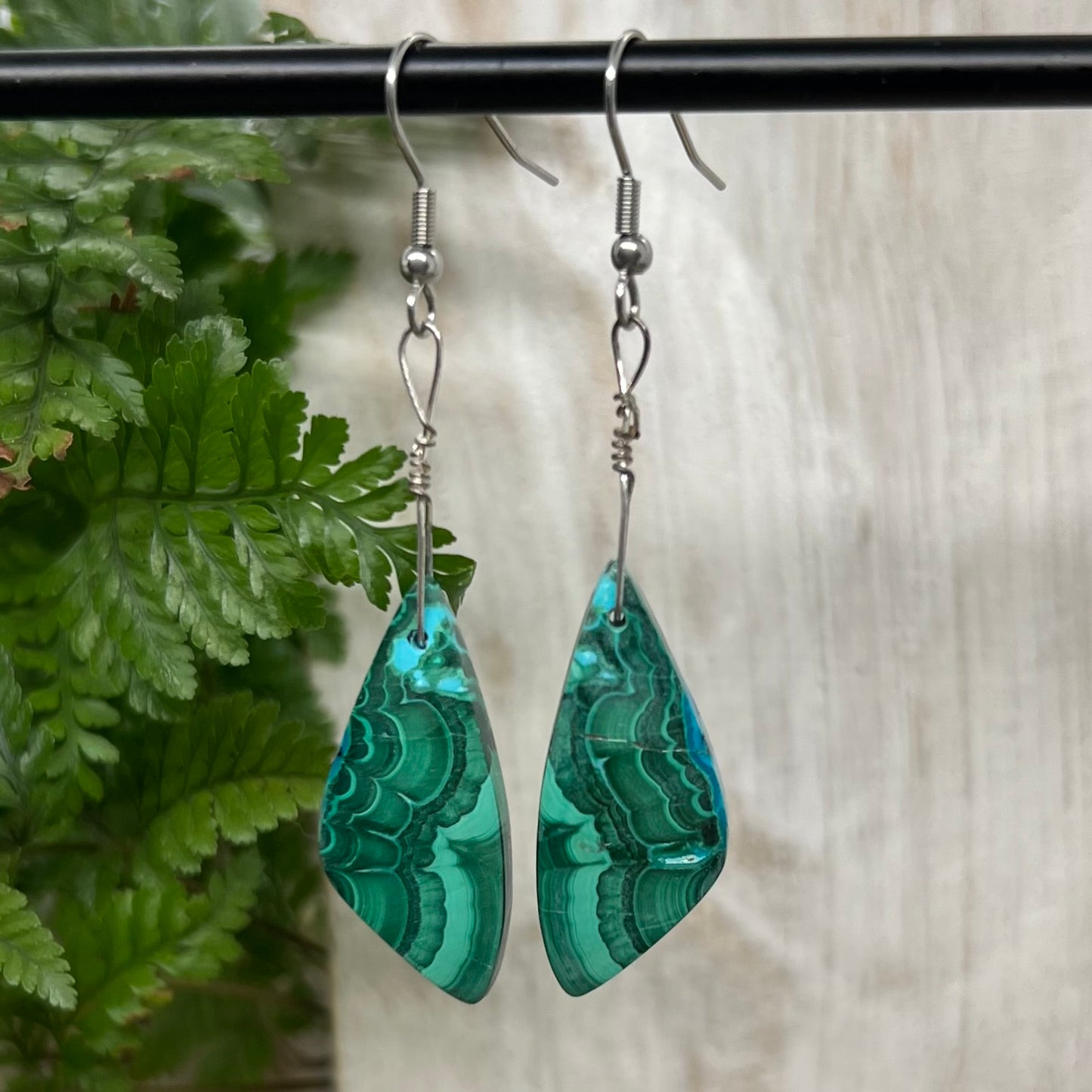 Chrysocolla in Malachite Crystal Earrings