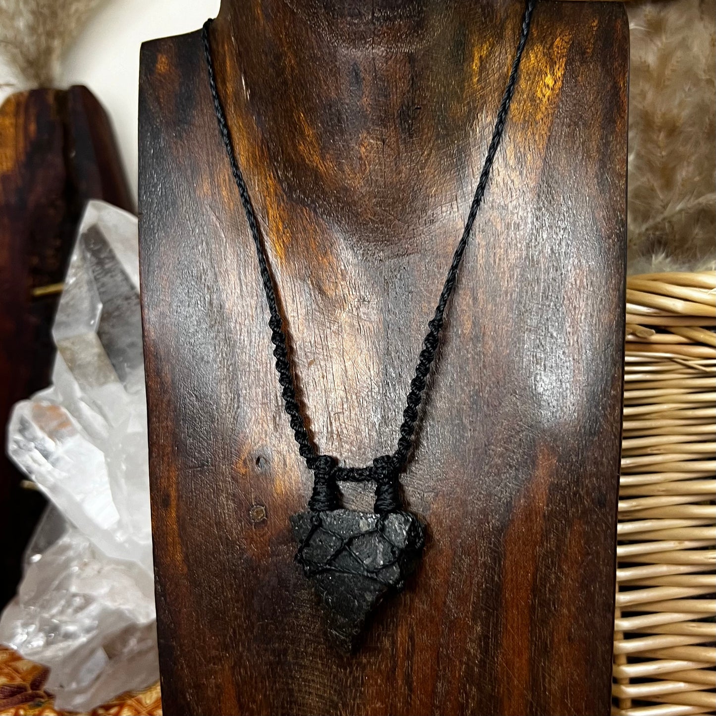Darwinite Tektite Crystal Macrame Talisman (iv)