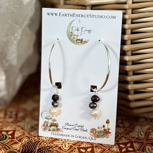 Dyed Freshwater Pearl Hoop Earrings