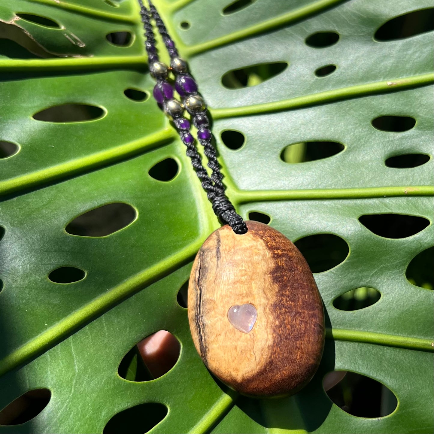 Gidgee , Moonstone & Pyrite Macrame Necklace - 'Spirit of Dryad' Talisman