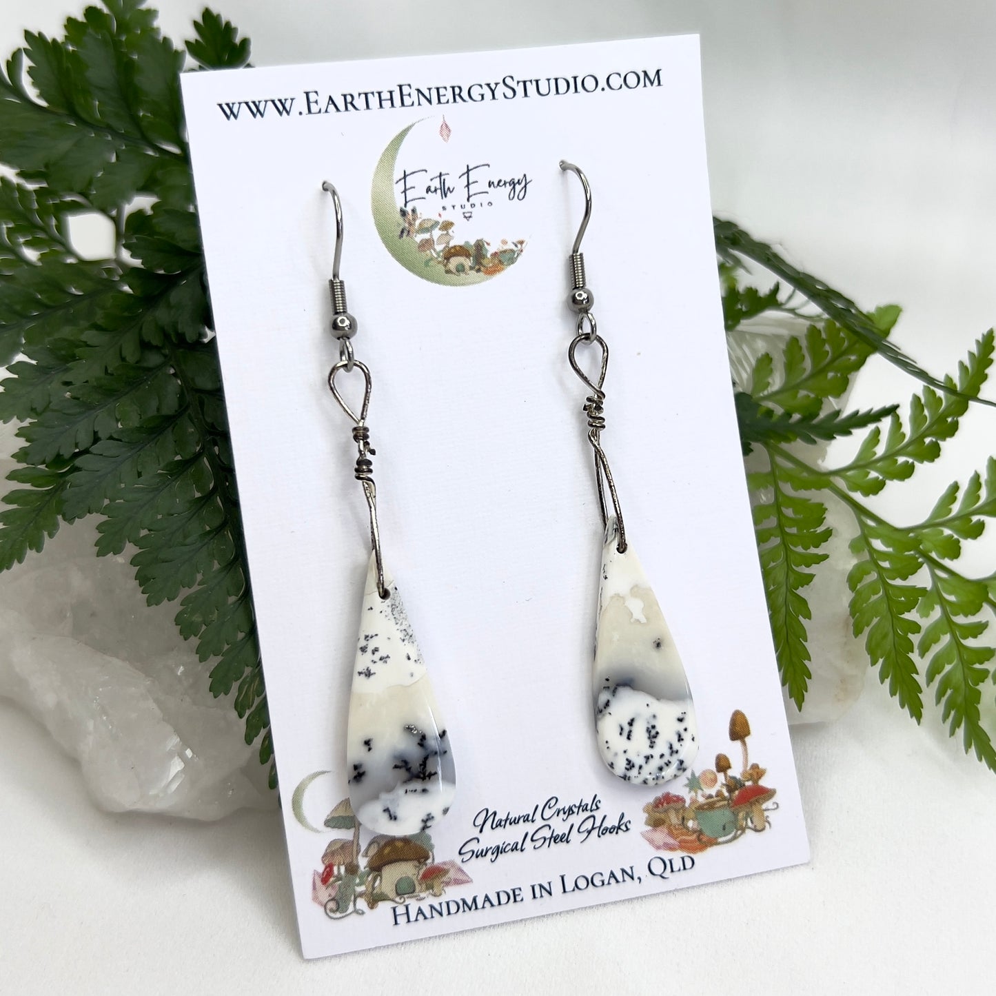 Dendrite Agate Crystal Earrings: Connection with Nature ∙ Grounding ∙ Growth