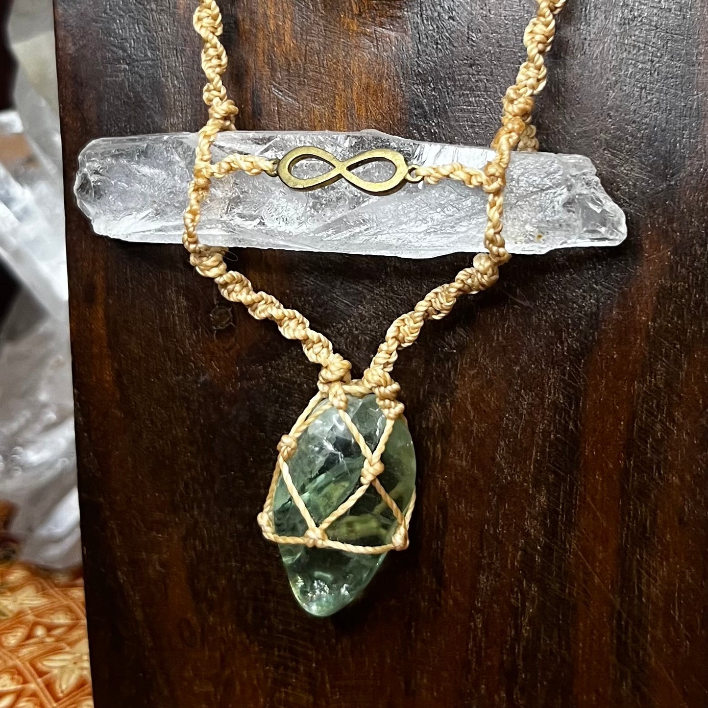 ‘Kumari - Ayla’ Lemurian Root Quartz with Fluorite Macrame Talisman (iii)