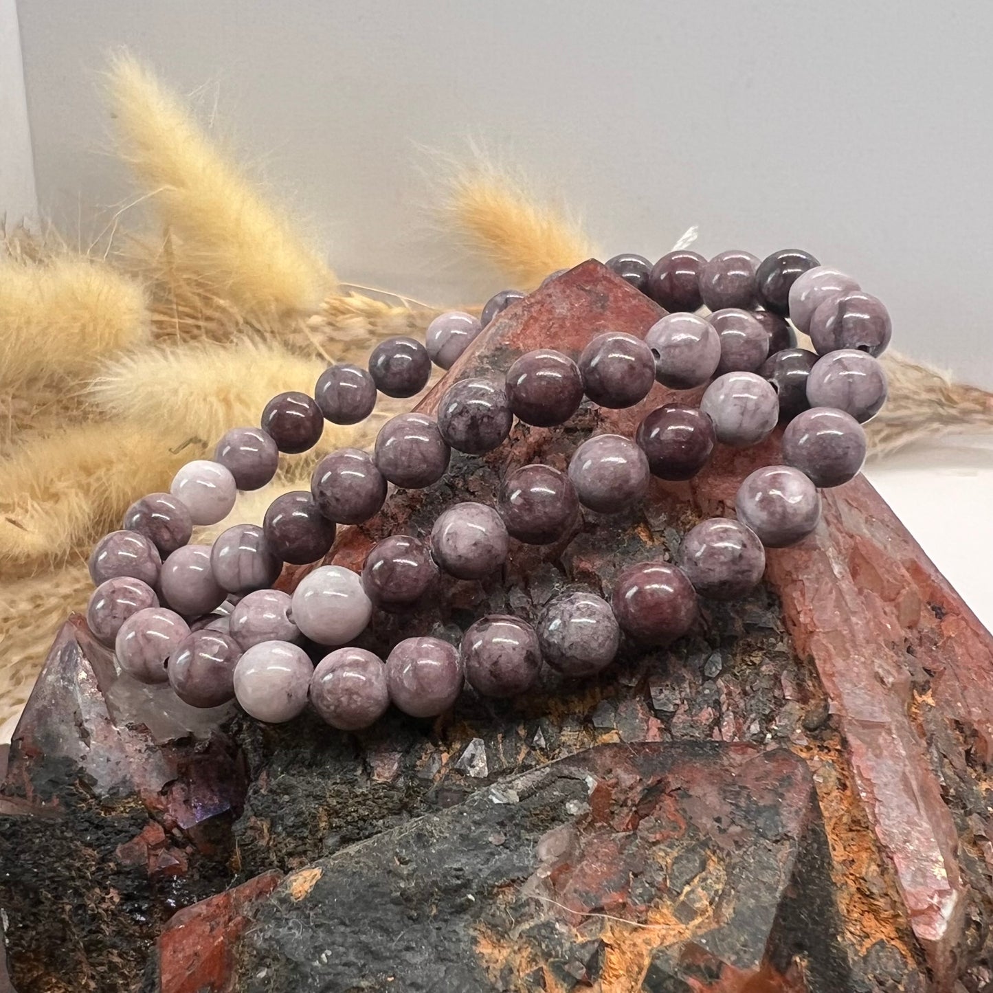 Plum Tourmaline Crystal Bracelet | 6mm beads