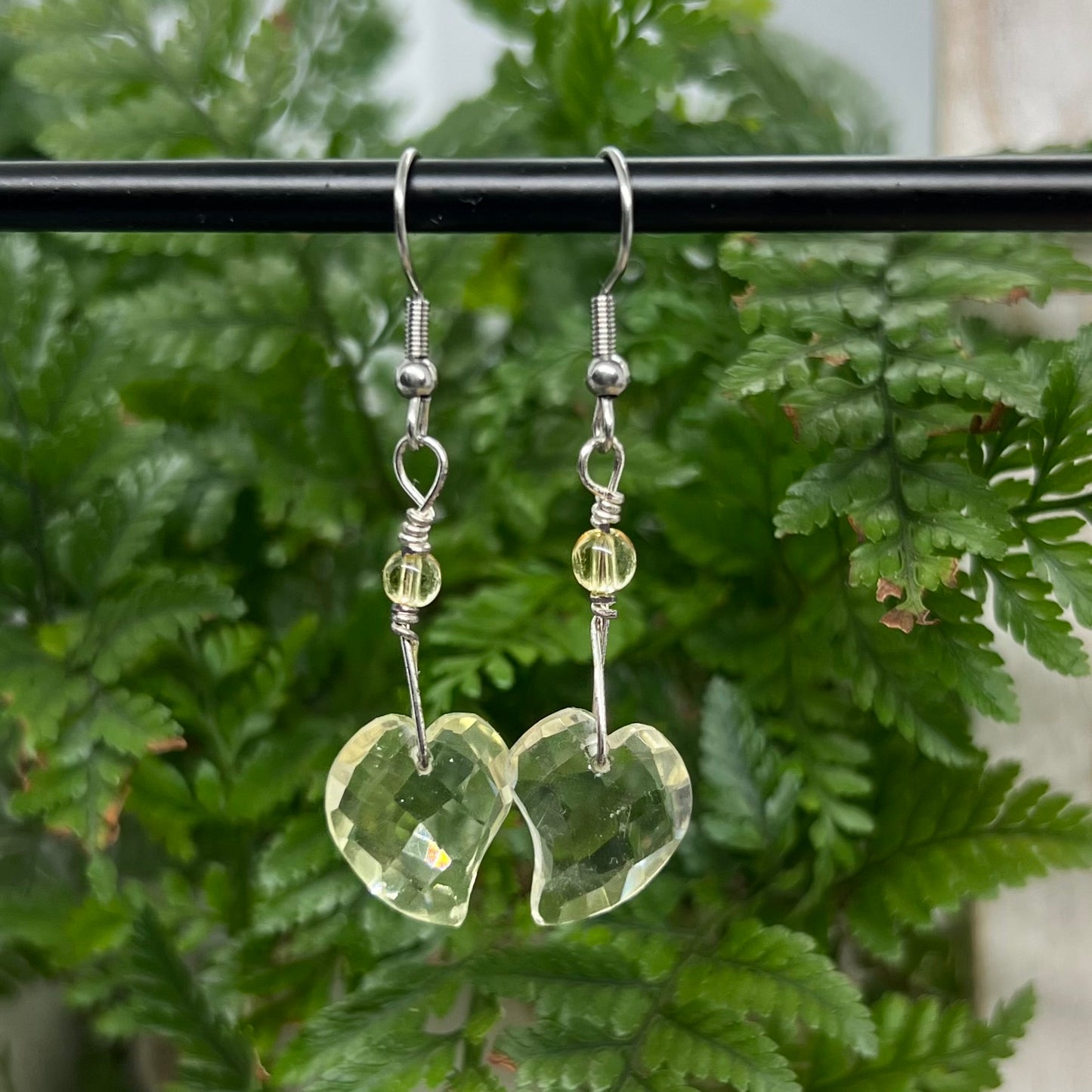 Lemon Quartz Hearts with Citrine Crystal Earrings