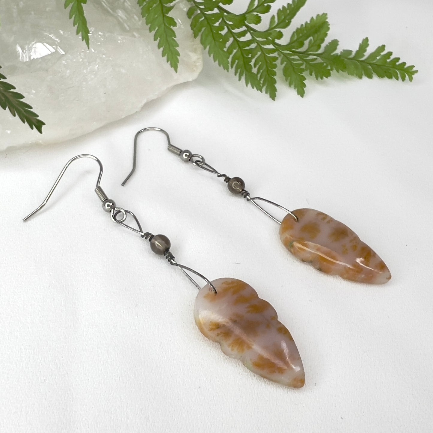 Dendrite Agate Crystal Earrings: Connection with Nature ∙ Grounding ∙ Growth