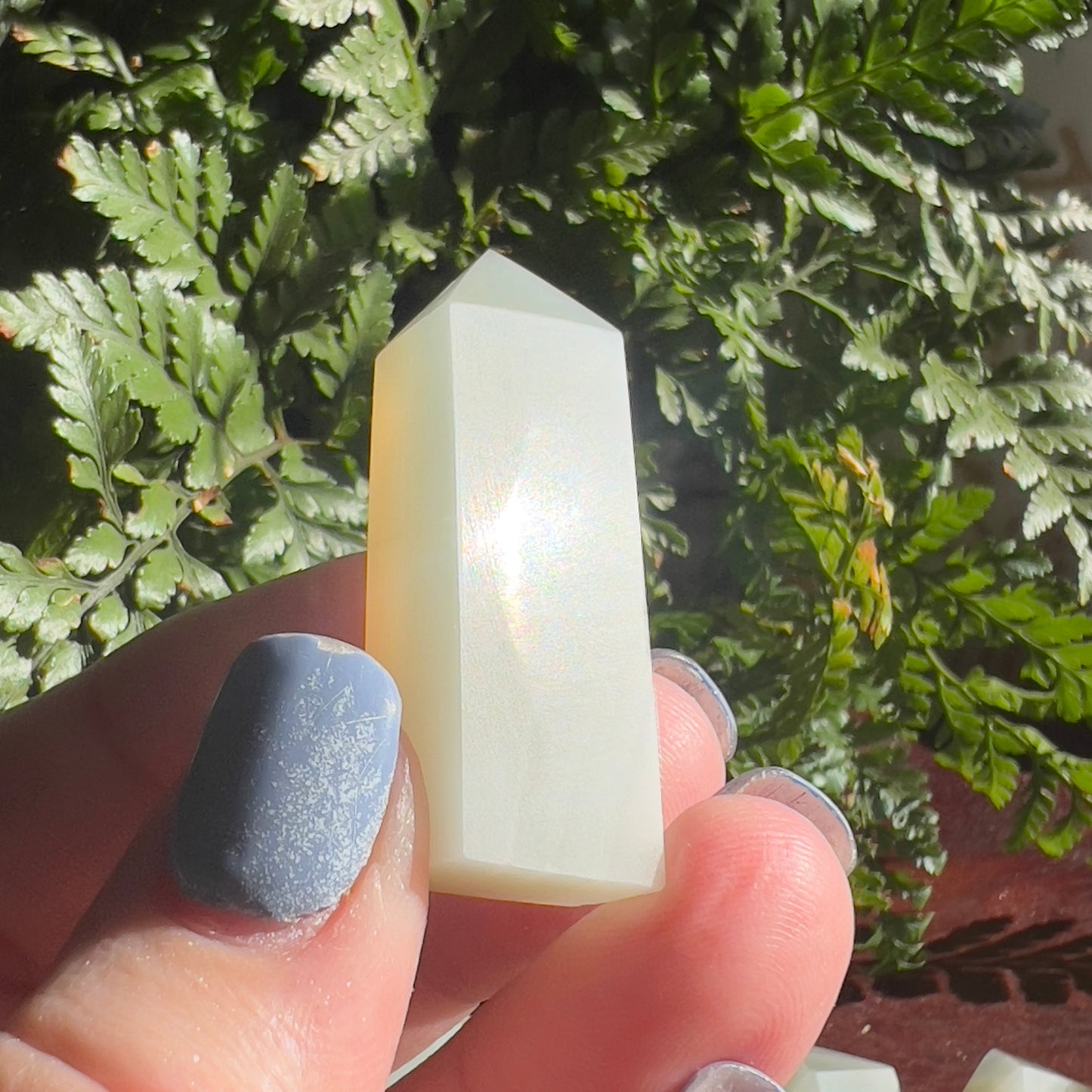 ‘Silky’ Sage Green Moonstone Mini Tower (b)