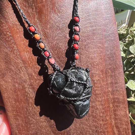 Black Tourmaline Protective Macrame Necklace