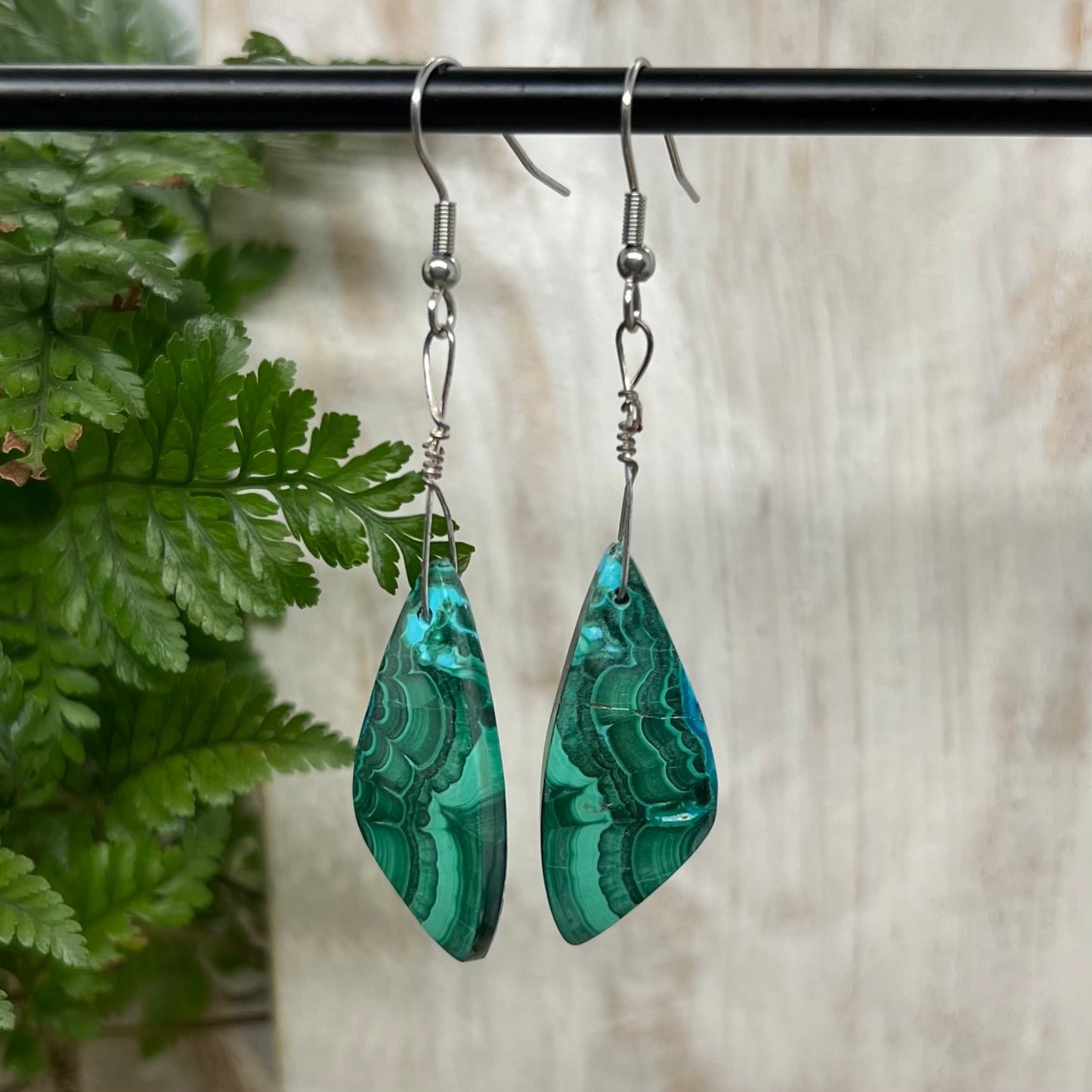 Chrysocolla in Malachite Crystal Earrings