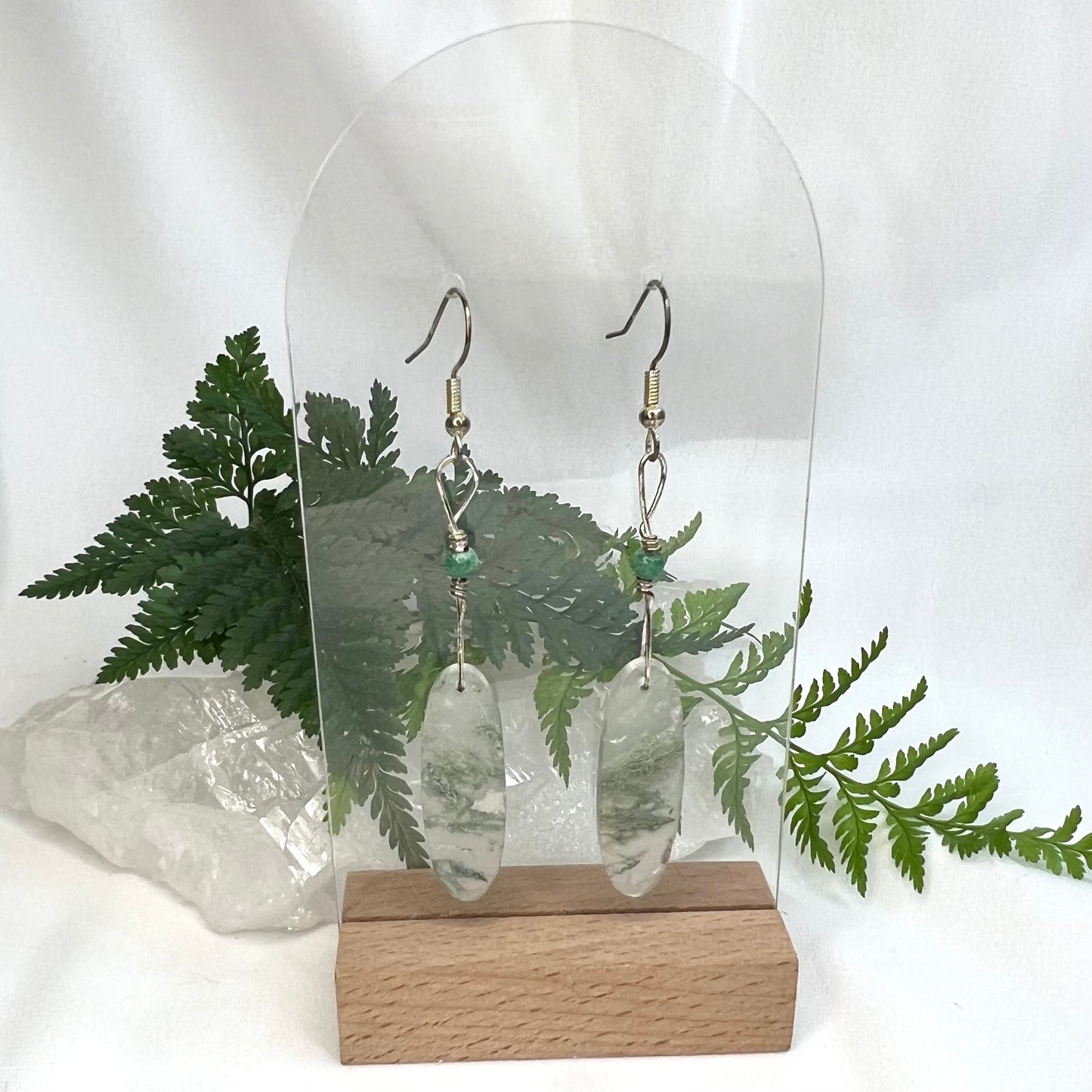 Moss Agate with Aventurine Crystal Earrings: Growth ∙ Healing ∙ Grounding