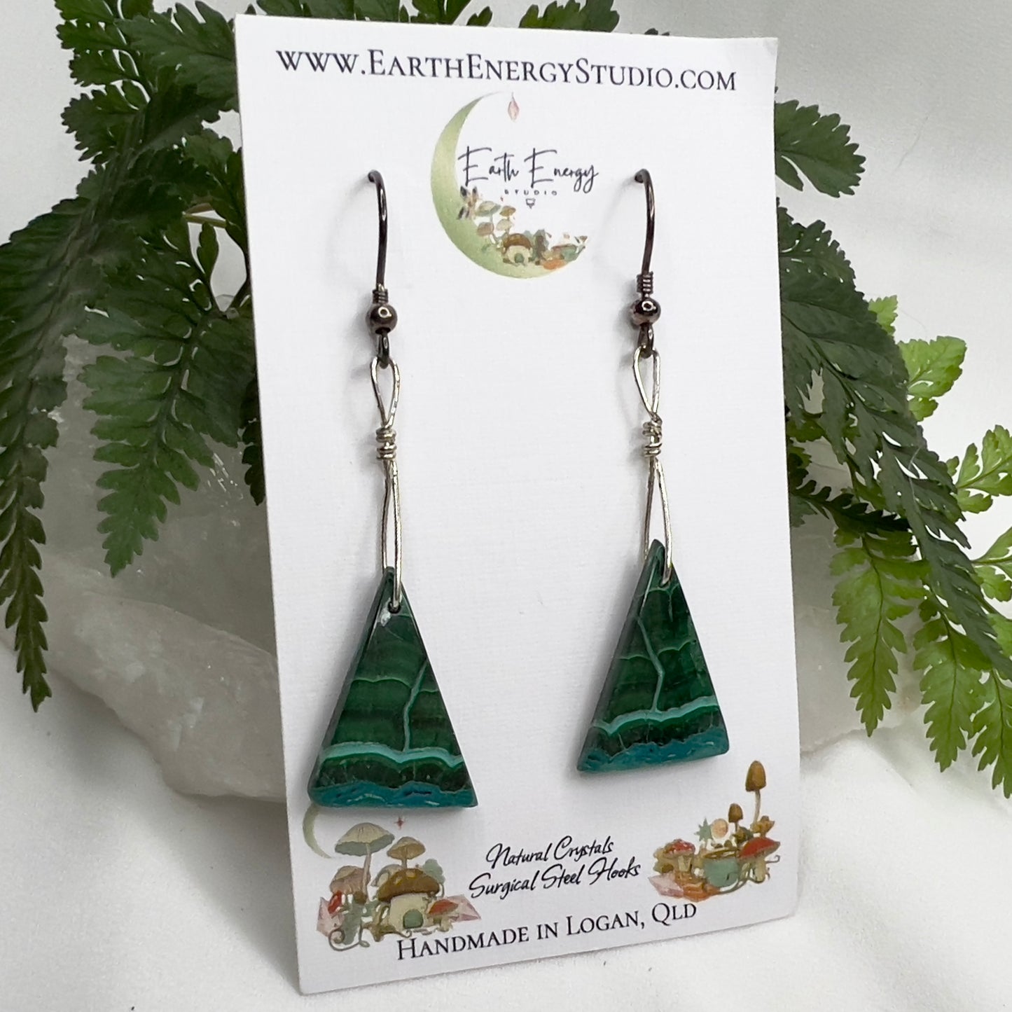 Chrysocolla in Malachite Crystal Earrings: Emotional Healing ∙ Growth ∙ Transformation